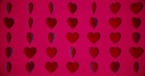 Romantic pattern with polygonal red hearts. For Valentine's Day event. Loop a Stock Illustration