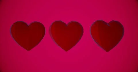 Romantic pattern with polygonal red hearts. For Valentine's Day event. Loop a Stock Illustration