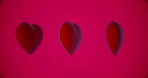 Romantic pattern with polygonal red hearts. For Valentine's Day event. Loop a Stock Illustration