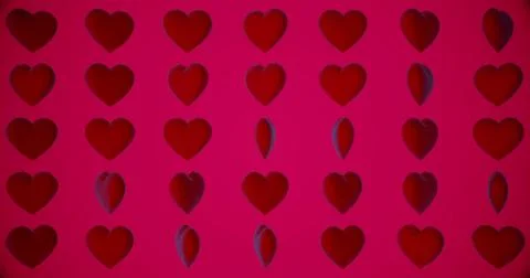 Romantic pattern with polygonal red hearts. For Valentine's Day event. Loop a Stock Illustration