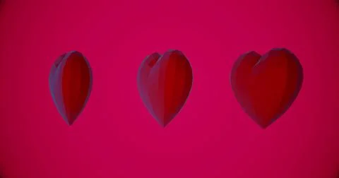 Romantic pattern with polygonal red hearts. For Valentine's Day event. Loop a Illustrazione stock