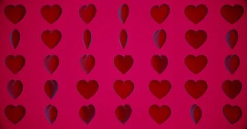 Romantic pattern with polygonal red hearts. For Valentine's Day event. Loop a Illustrazione stock