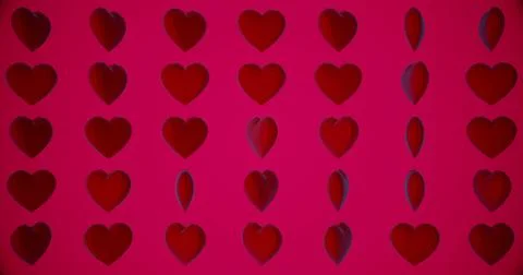 Romantic pattern with polygonal red hearts. For Valentine's Day event. Loop a Illustrazione stock