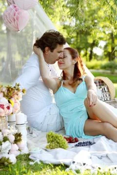 Romantic picnic Stock Photos