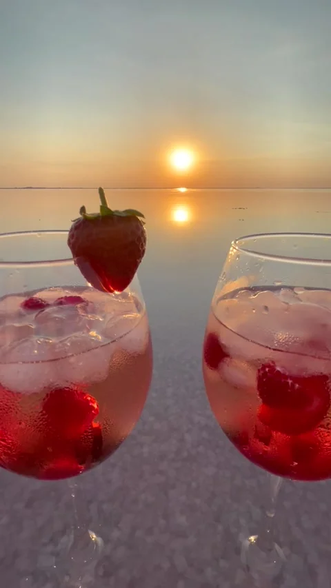 Romantic picnic at the seaside at sunset Stock Footage 166954907