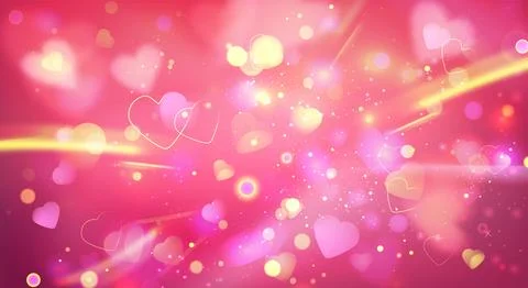 Romantic pink background with floating hearts Stock Illustration