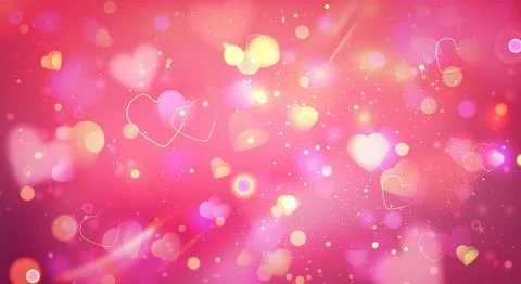 Romantic pink background with floating hearts Stock Illustration