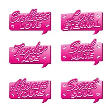 Romantic Pink Love Text Effect Bundle for Valentine Quotes Stock Illustration