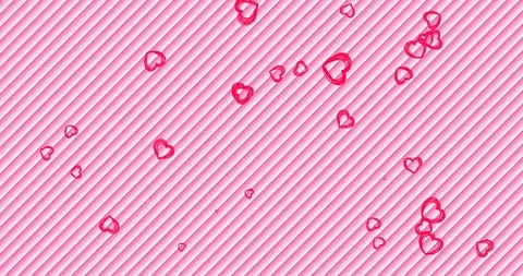 Romantic pink pattern with doodle red hearts. For St. Valentines Day, Mother's Stock Footage 124247634