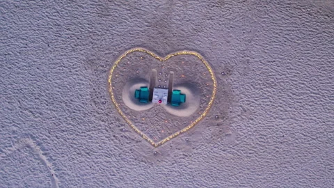Romantic place on the beach of the Maldives Stock Footage 283222033