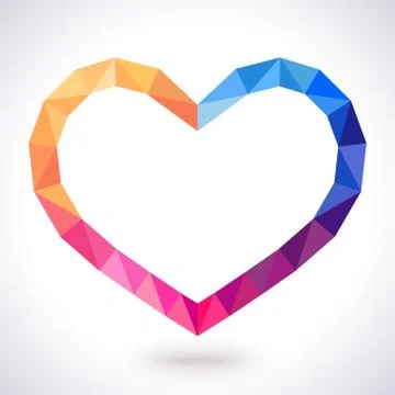 Romantic polygonal heart frame. Vector illustration for lovely Stock Illustration