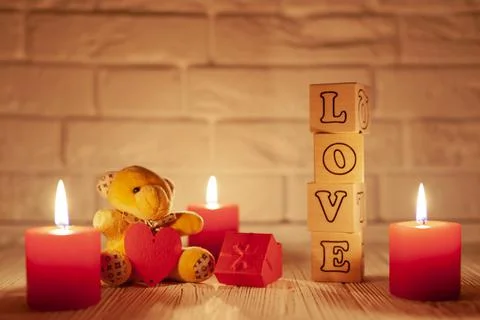 Romantic postcard with love Stock Photos