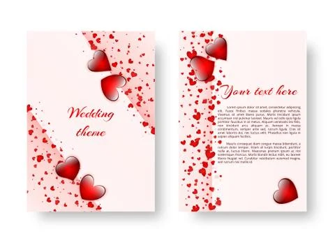 Romantic poster with red hearts Stock Illustration