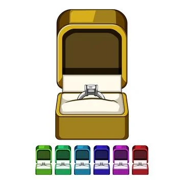 Romantic proposal ring box cartoon vector graphic Stock Illustration
