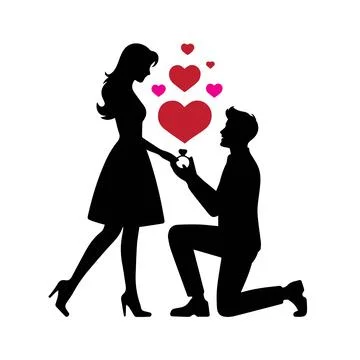Romantic Propose Day Silhouette Vector Stock Illustration