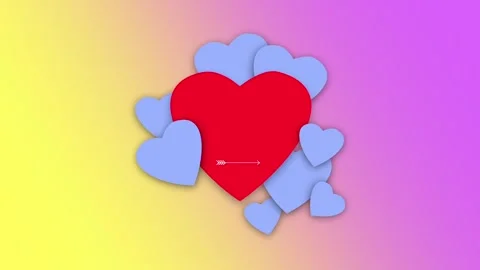 Romantic red and blue hearts animation background Stock Footage 314206023