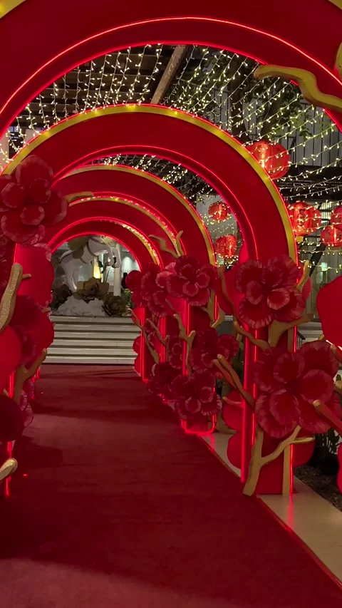 Romantic Red Arch Tunnel Video stock 330918013