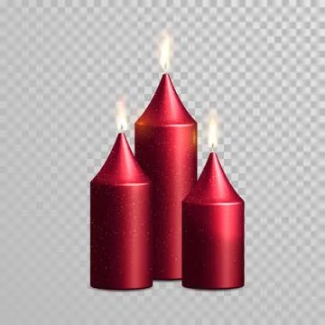Romantic red candle flame burning candles vector set Illustration