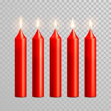 Romantic red candle flame burning candles vector set Stock Illustration