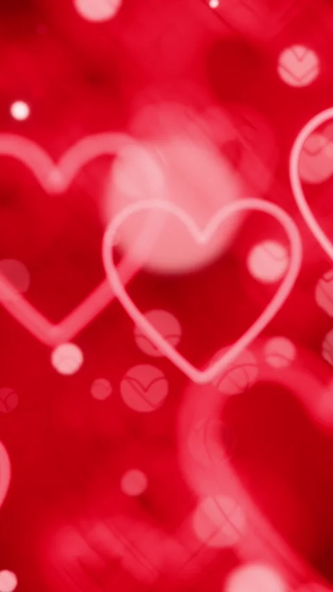 Romantic Red Hearts Background with Floating Motion. Valentine's day. Vertical Video stock 307012022