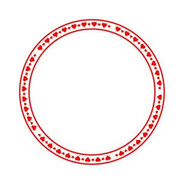 Romantic red hearts circle frame vector border design for wedding and love 库存插图