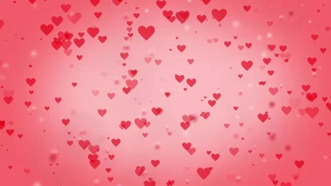 Romantic red hearts floating animation on soft red background Stock Footage 314161811