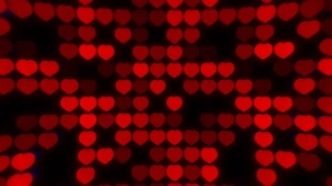 Romantic red hearts led screen flashing background loop for Valentine Stock Footage 340075596