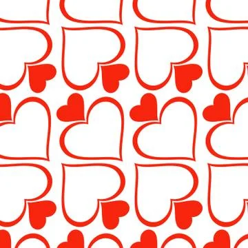 Romantic red seamless pattern with hearts Illustrazione stock