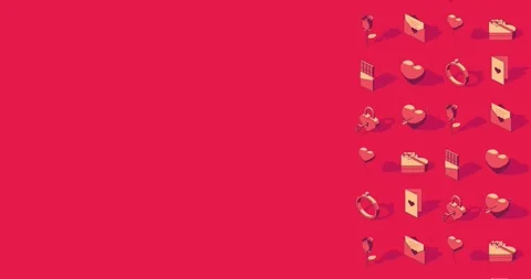Romantic red video title background with love themed moving icons Stock Footage 326837468