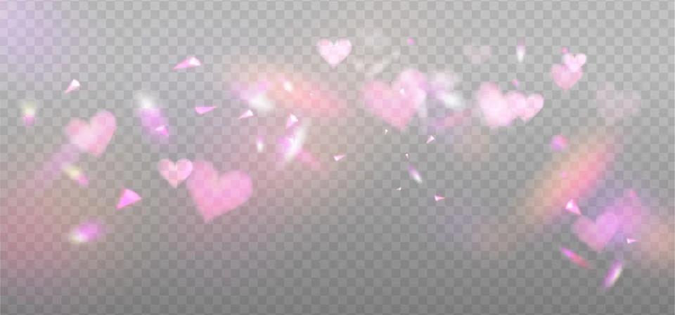 Romantic reflection, pink light prism effect on light background. Hologram glass Stock Illustration