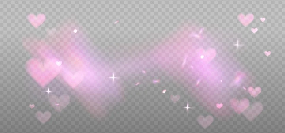 Romantic reflection, pink light prism effect on light background. Hologram glass Stock Illustration