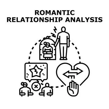 Romantic relationship analysis concept visualizing problems and solutions Stock Illustration
