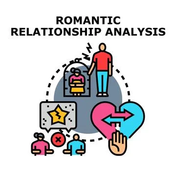 Romantic relationship analysis concept visualizing problems and solutions Stock Illustration