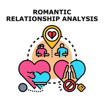 Romantic relationship analysis evaluating partnership problems Illustrazione stock