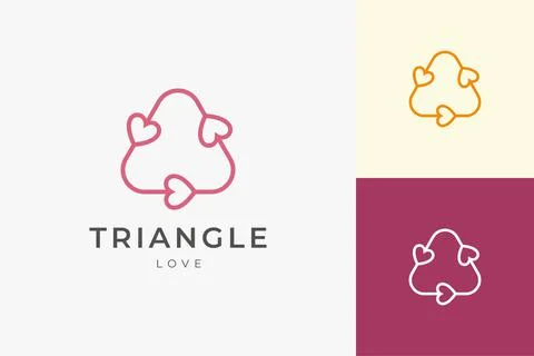 Romantic on relationship logo template in clean and simple triangle love shap Illustrazione stock