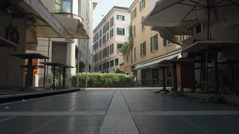 Romantic Restaurant, Cafe on A Small street in Milan Stock Footage 254423032