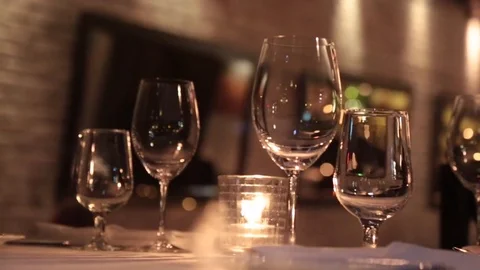 Romantic restaurant interior evening Stock Footage 71352469