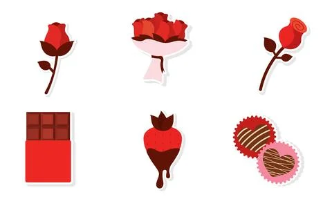 Romantic roses and chocolates. Vector Stock Illustration