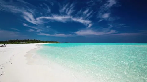 Romantic sandy beach with amazing clean lagoon in Maldives Stock Footage 50036759