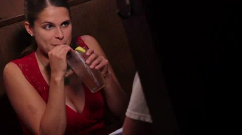 Romantic Scene at bar Stock Footage 1739658