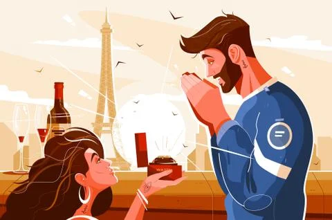 Romantic scene of lovers Stock Illustration