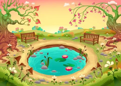 Romantic scene in the park Stock Illustration