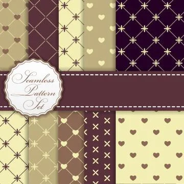 Romantic Seamless Pattern Background Set Illustration Illustrazione stock