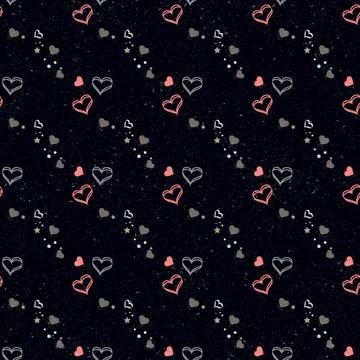 Romantic seamless pattern, big and small red and white hearts and zigzag li.. Stock-Illustration