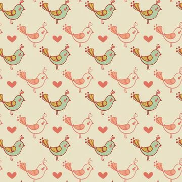 Romantic seamless pattern in cartoon style. Illustrazione stock