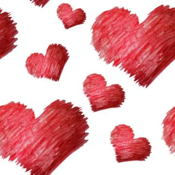 Romantic seamless pattern with decorative red hearts, design element Stock Illustration