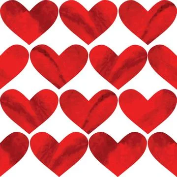 Romantic seamless pattern with decorative red hearts, design element Stock Illustration