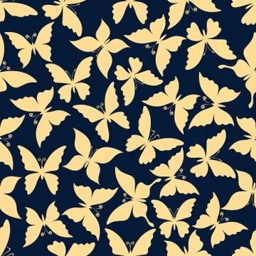 Romantic seamless pattern of flying butterflies Illustrazione stock