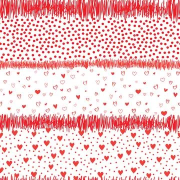 Romantic seamless pattern with hearts and polka dots. Love Valentine's day Stock Illustration