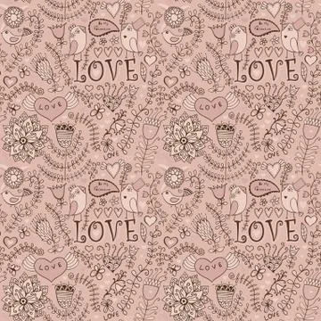 Romantic seamless pattern with hearts Stock Illustration